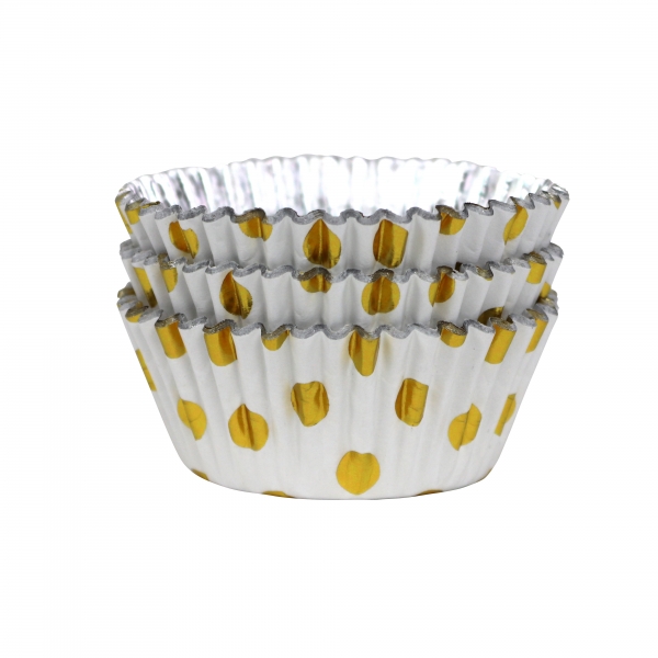 Cupcake Baking Cases - Gold Polka Dots